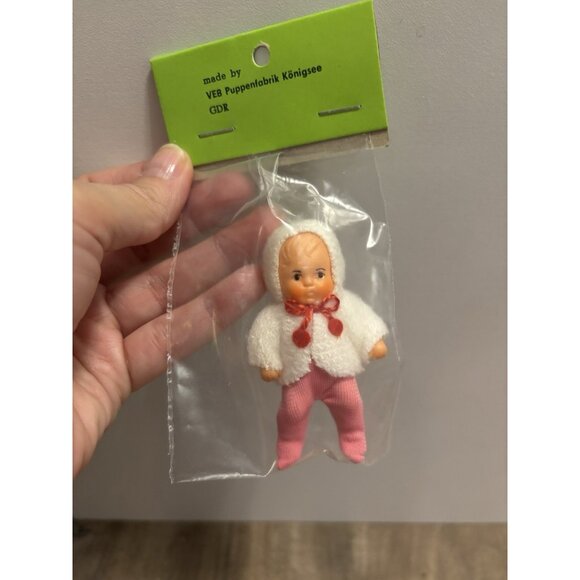 Vintage VEB Puppenfabrik Konigsee GDR 3" Miniature Rubber New In Package - Picture 4 of 4
